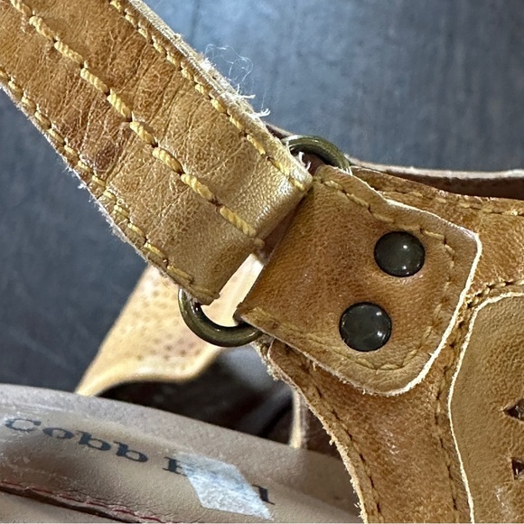 Cobb Hill Amber Camel Yellow Cutout Erika Leather Slingback Wedge Sandals Sz 8 - Picture 14 of 16